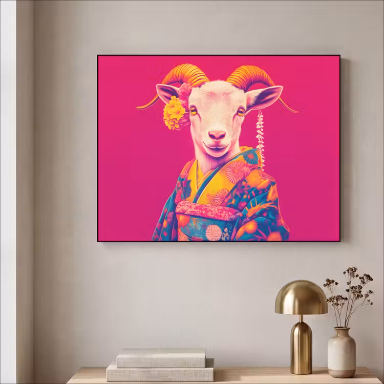 Art Frame - Geit - Hoorns - Kimono - Kleurrijk — 3