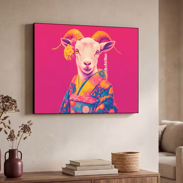 Art Frame - Geit - Hoorns - Kimono - Kleurrijk — 4