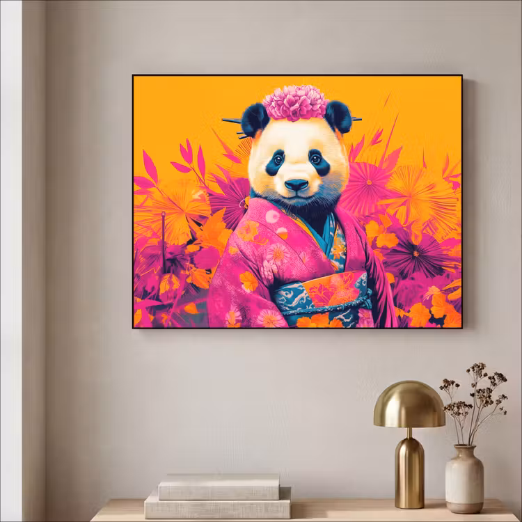 Art Frame - Kimono - Roze - Panda - Bloemenkroon — 3