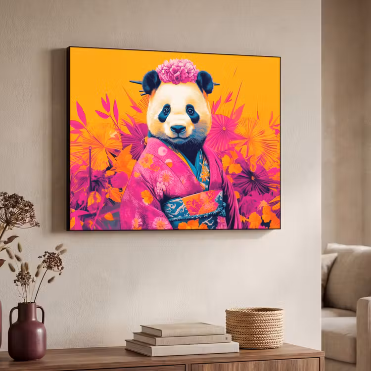 Art Frame - Kimono - Roze - Panda - Bloemenkroon — 4