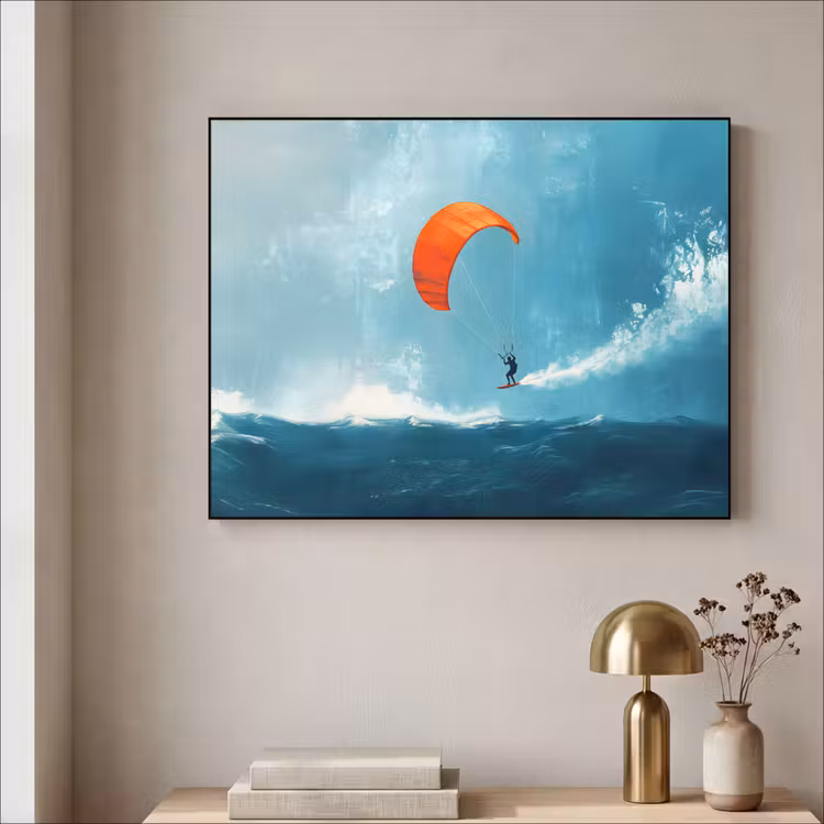 Art Frame - Kitesurfer - Oranje - Zee - Lucht — 3