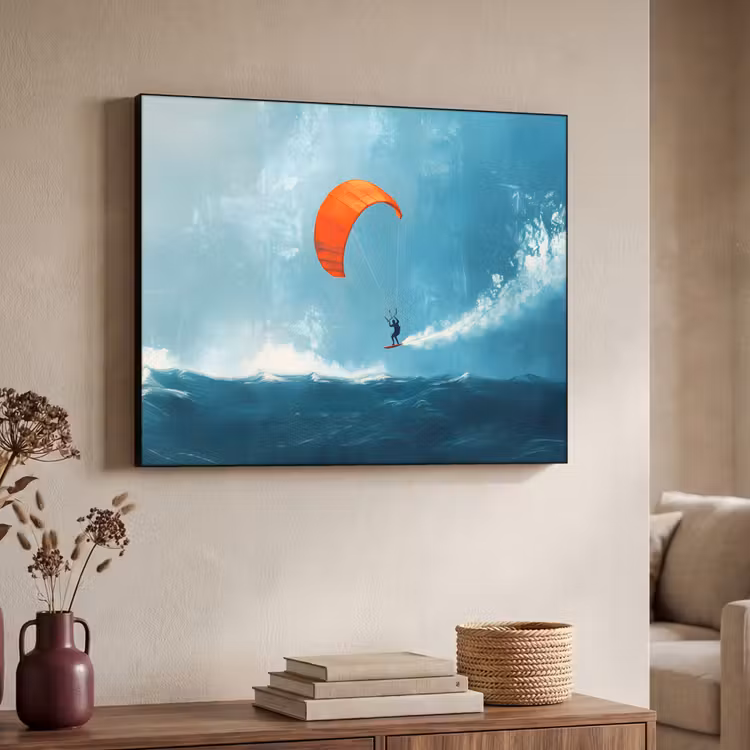 Art Frame - Kitesurfer - Oranje - Zee - Lucht — 4