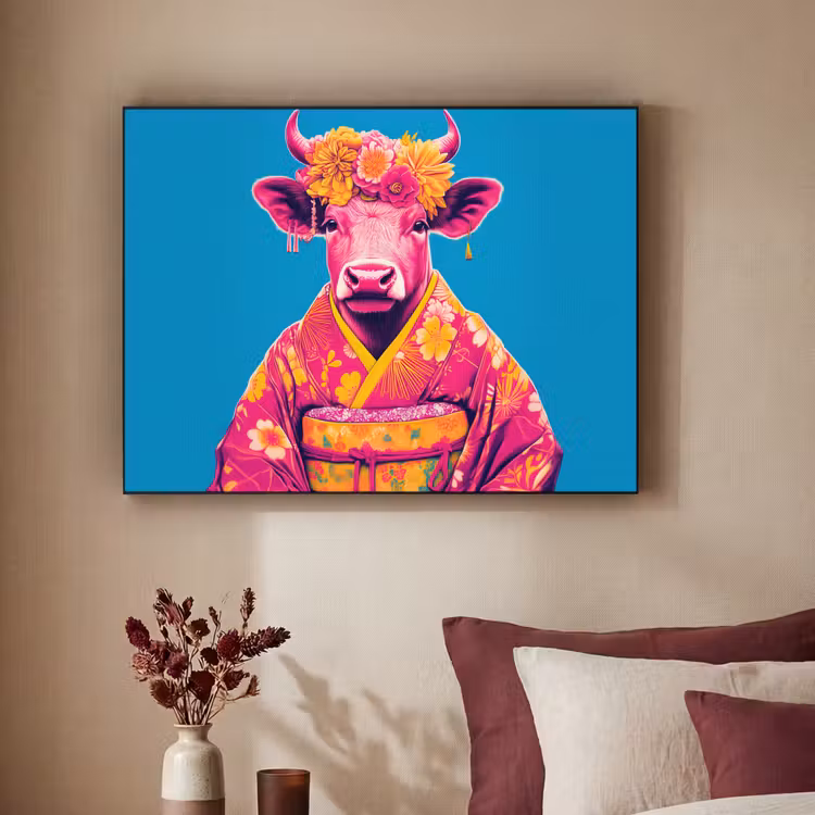 Art Frame - Koe - Bloemenkrans - Oorhangers - Kimono — 2