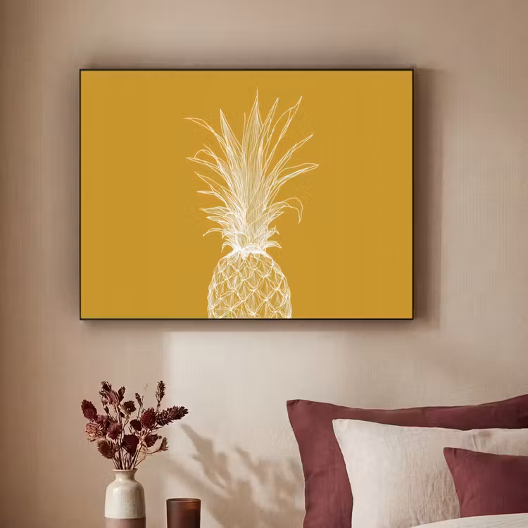 Art Frame - Lijnillustratie - Ananas - Bladkroon - Okergeel — 2