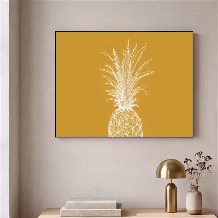 Art Frame - Lijnillustratie - Ananas - Bladkroon - Okergeel — 3