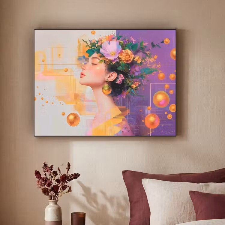 Art Frame - Abstract - Vrouw - Bloemenkroon - Goud — 2