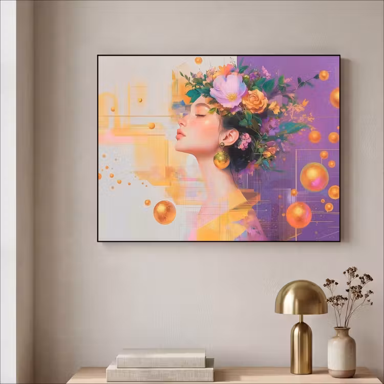 Art Frame - Abstract - Vrouw - Bloemenkroon - Goud — 3