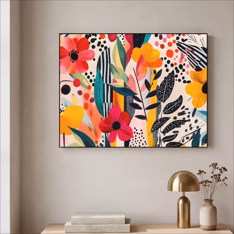 Art Frame - Bloemen - Bladeren - Abstract - Kleurrijk — 3