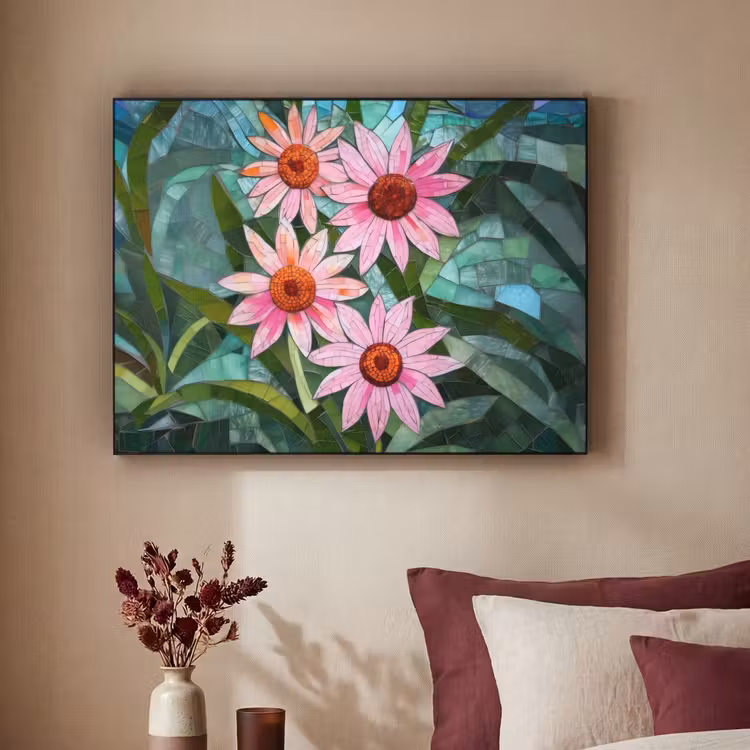 Art Frame - Bloemen - Roze - Glasmozaïek — 2