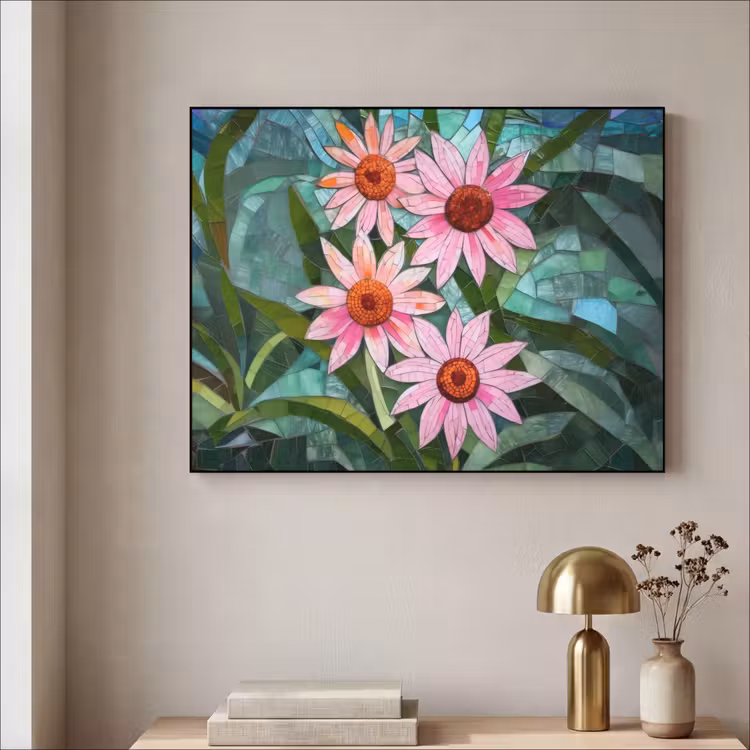 Art Frame - Bloemen - Roze - Glasmozaïek — 3