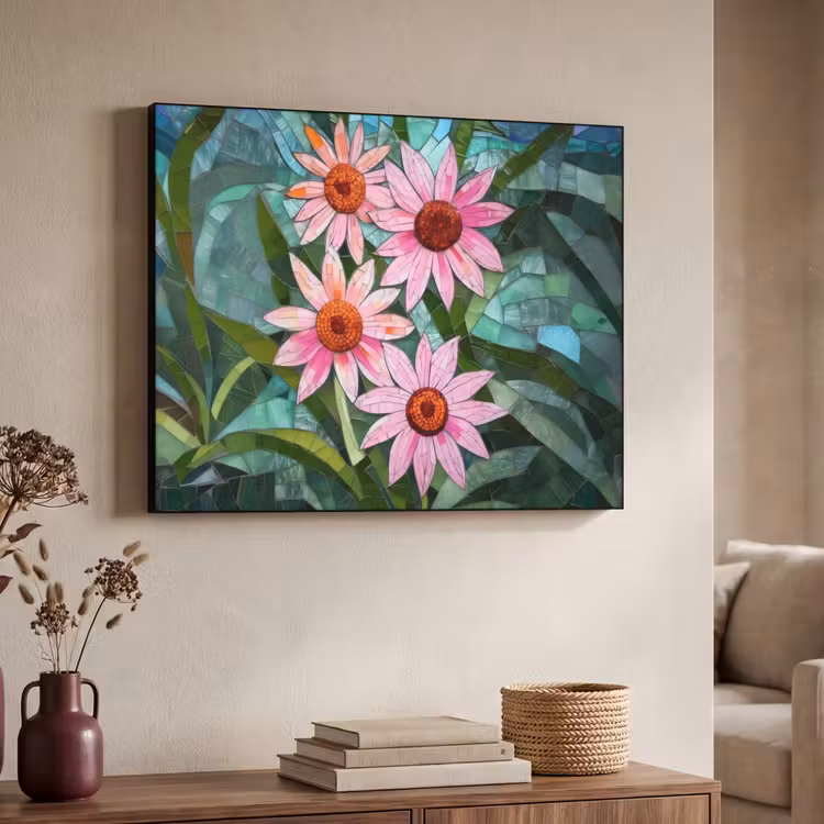 Art Frame - Bloemen - Roze - Glasmozaïek — 4