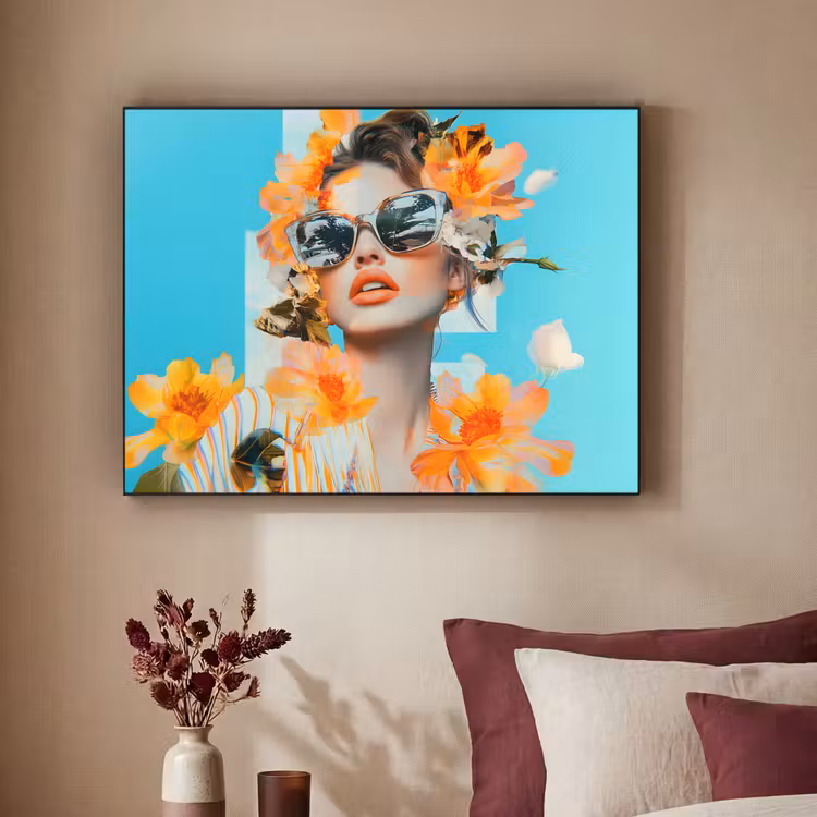 Art Frame - Bloemen - Vrouw - Zonnebril - Blauw — 2