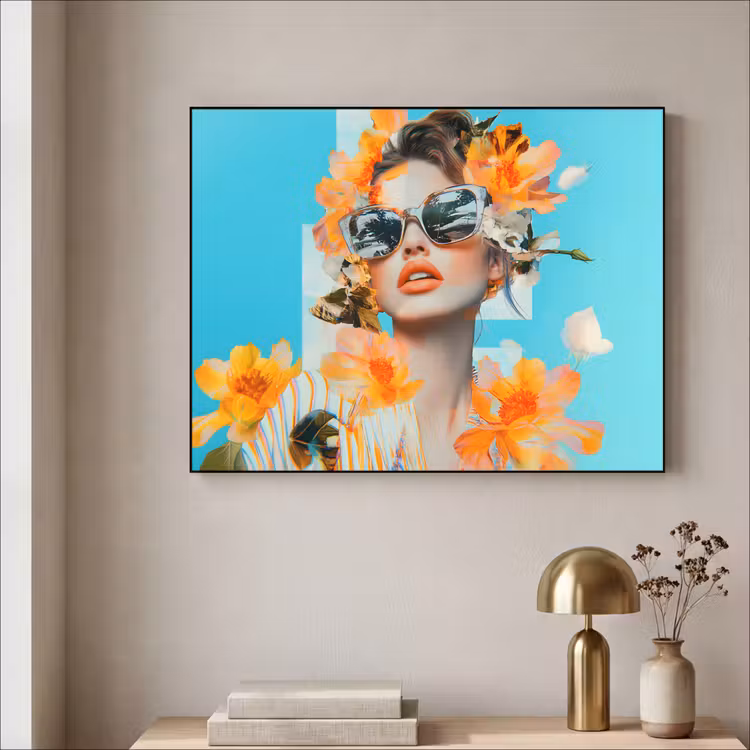 Art Frame - Bloemen - Vrouw - Zonnebril - Blauw — 3
