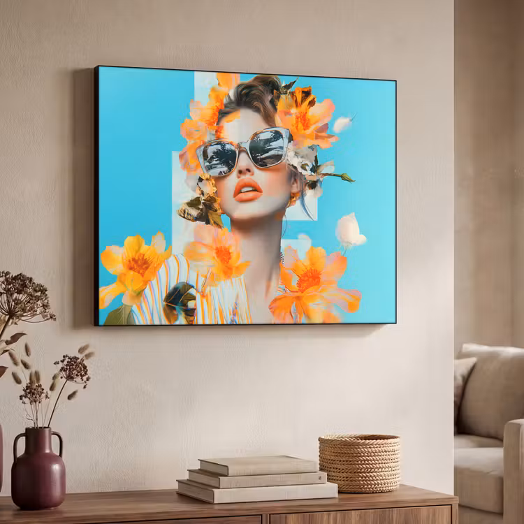 Art Frame - Bloemen - Vrouw - Zonnebril - Blauw — 4