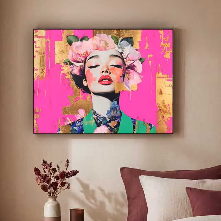 Art Frame - Bloemenkroon - Goud - Vrouw - Portret — 2