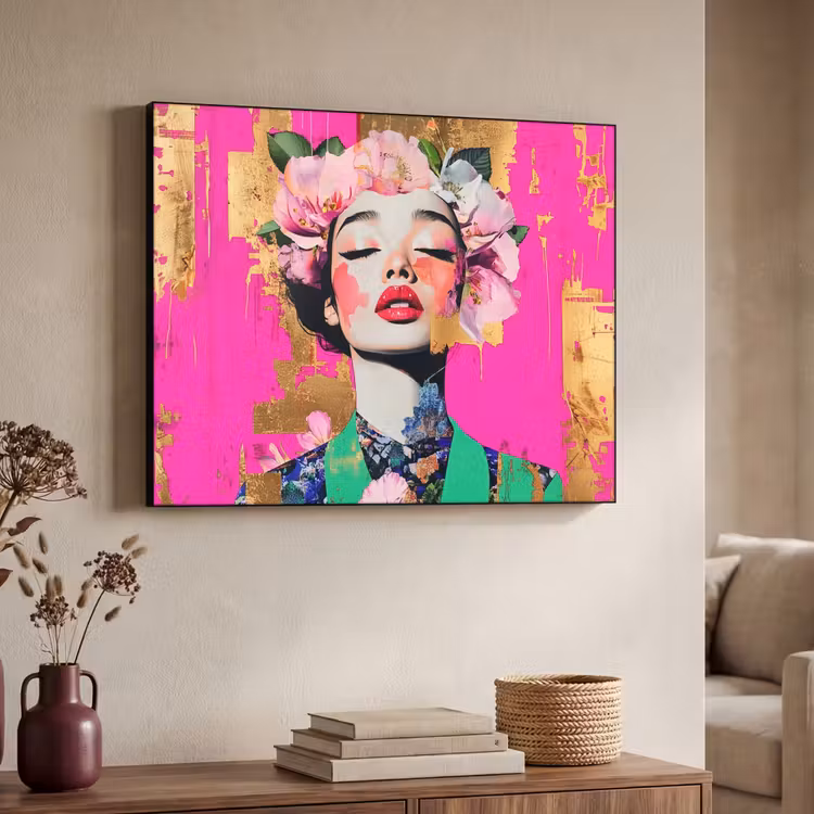 Art Frame - Bloemenkroon - Goud - Vrouw - Portret — 4