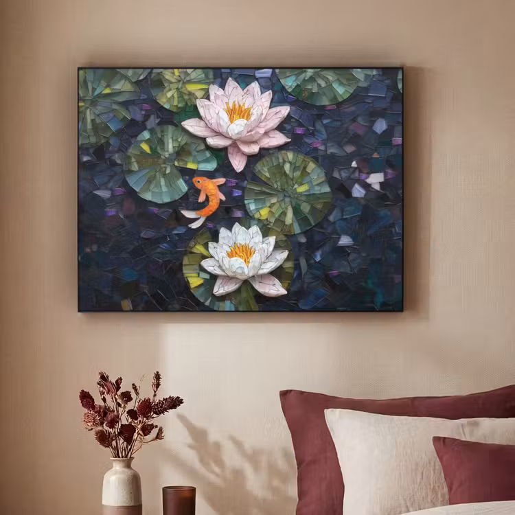 Art Frame - Glasstukjes - Leliebladeren - Vis - Oranje — 2
