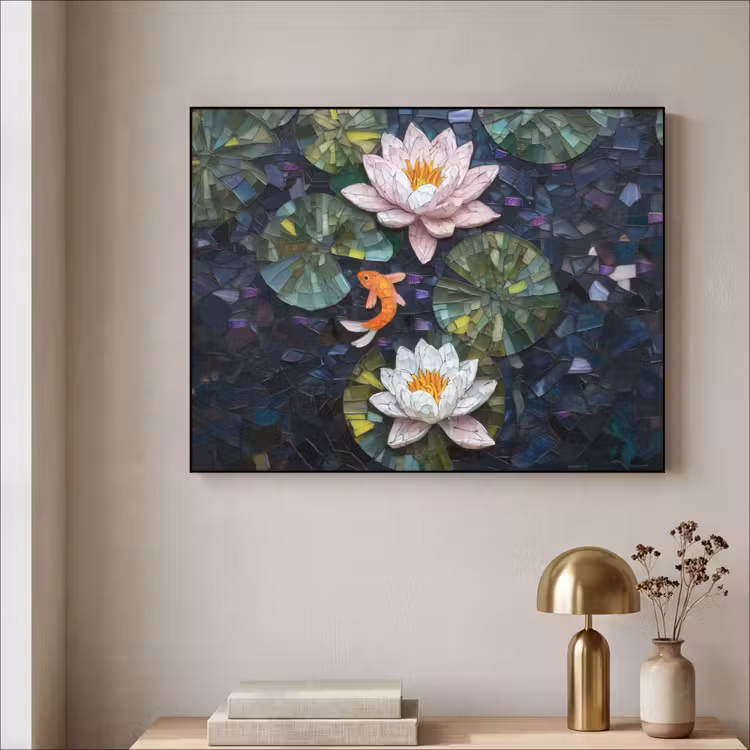 Art Frame - Glasstukjes - Leliebladeren - Vis - Oranje — 3