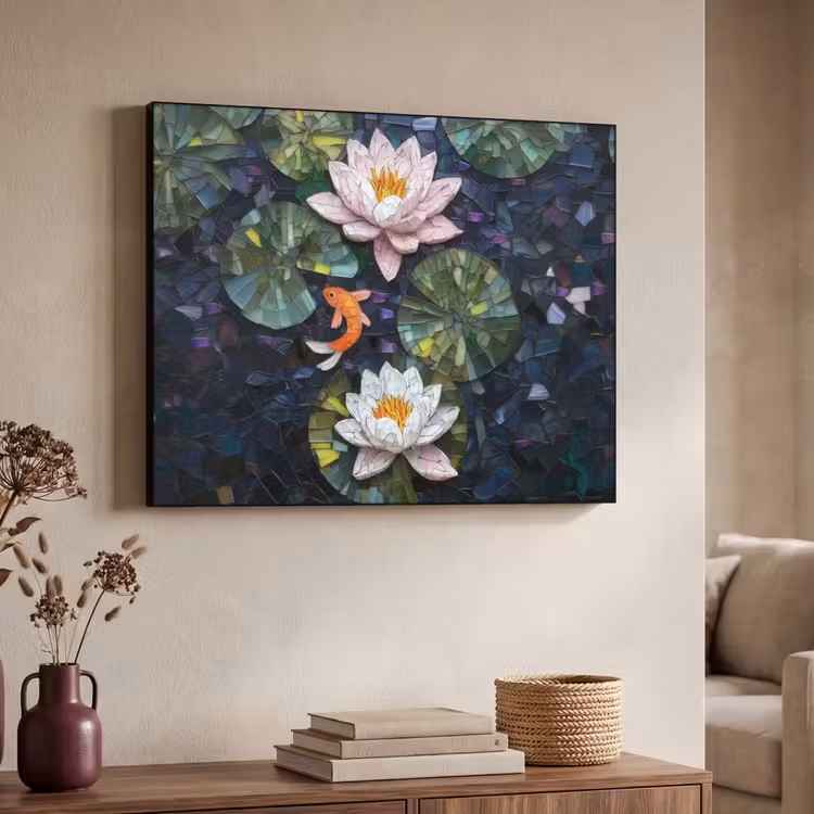 Art Frame - Glasstukjes - Leliebladeren - Vis - Oranje — 4