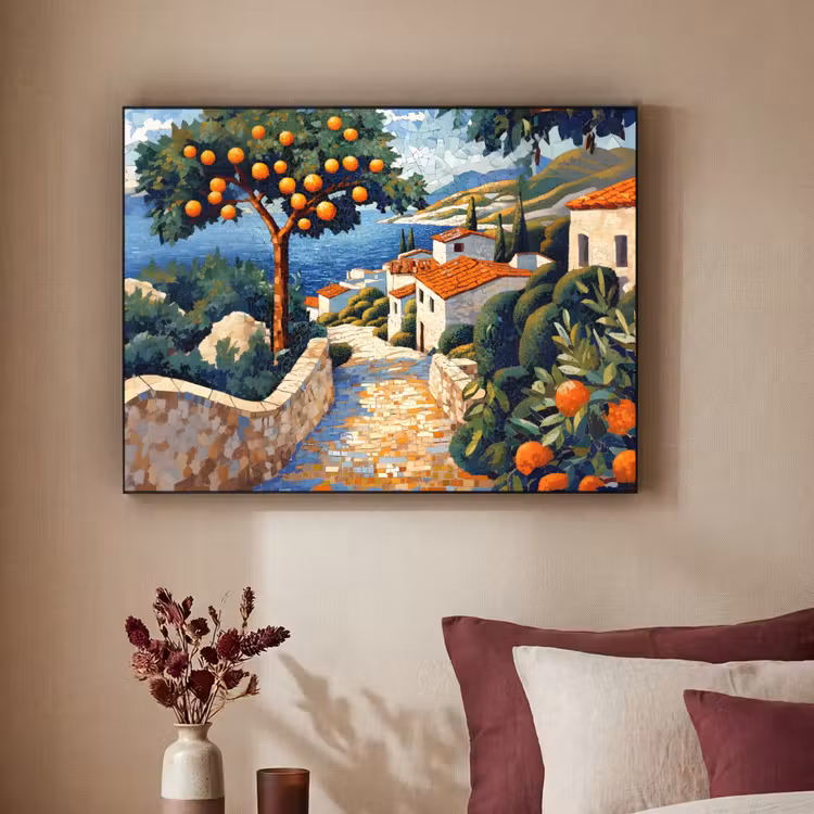 Art Frame - Huizen - Mozaïek - Sinaasappelbomen - Zee — 2