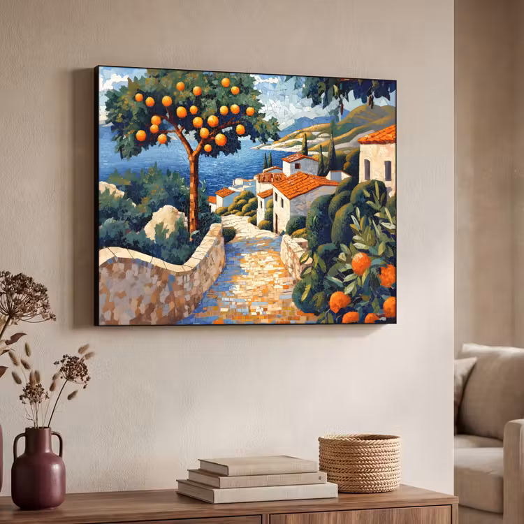 Art Frame - Huizen - Mozaïek - Sinaasappelbomen - Zee — 4