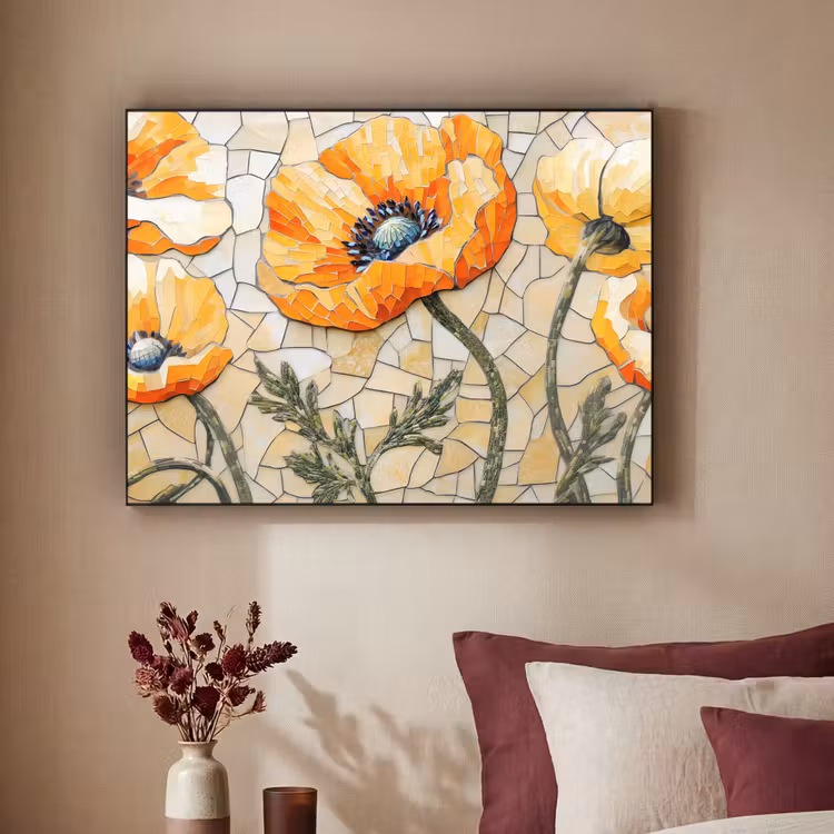 Art Frame - Klaprozen - Oranje - Mozaïek - Bladeren — 2