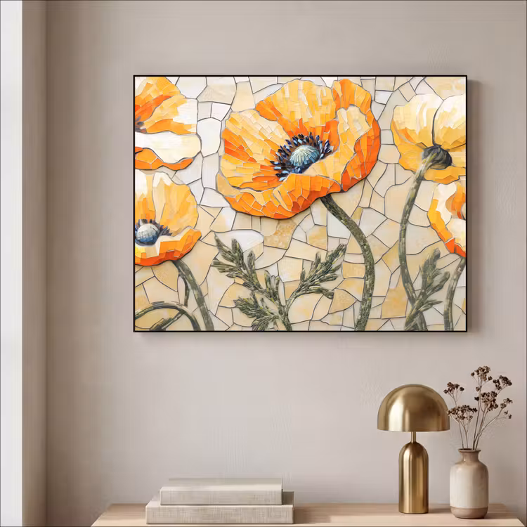 Art Frame - Klaprozen - Oranje - Mozaïek - Bladeren — 3