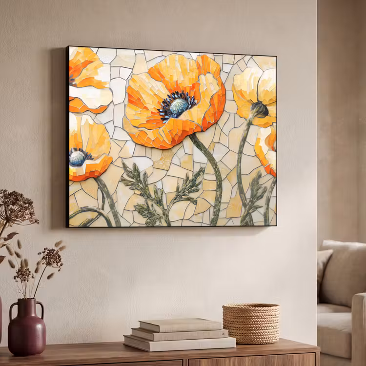 Art Frame - Klaprozen - Oranje - Mozaïek - Bladeren — 4
