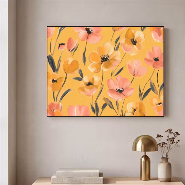 Art Frame - Bloemen - Geschilderd - Geel — 3