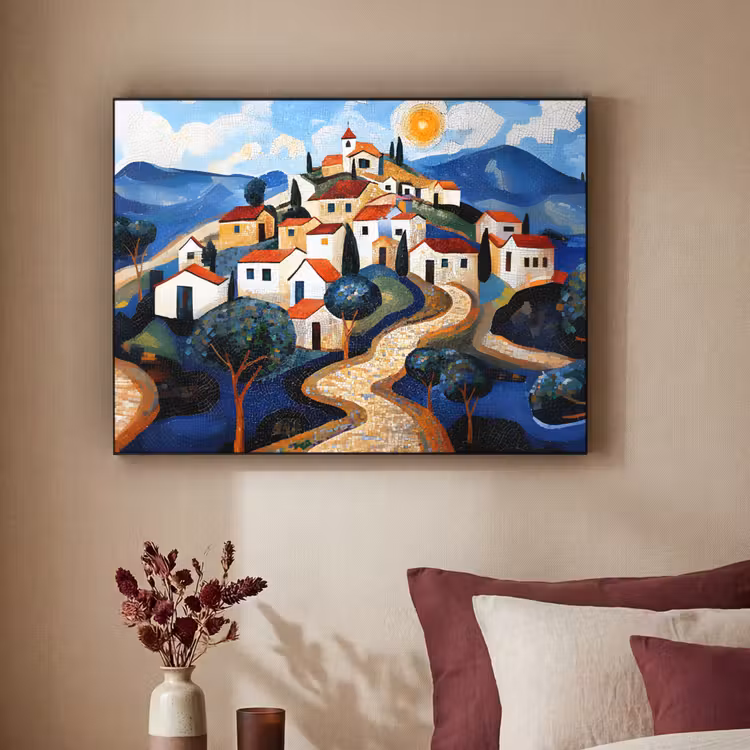 Art Frame - Dorp - Heuvelachtig - Zon - Mozaïek — 2