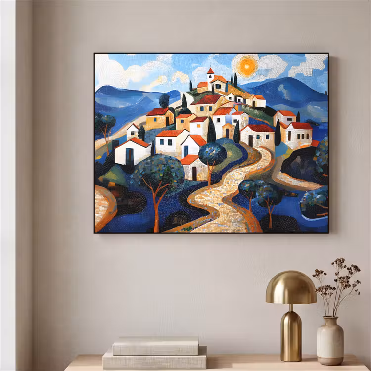 Art Frame - Dorp - Heuvelachtig - Zon - Mozaïek — 3