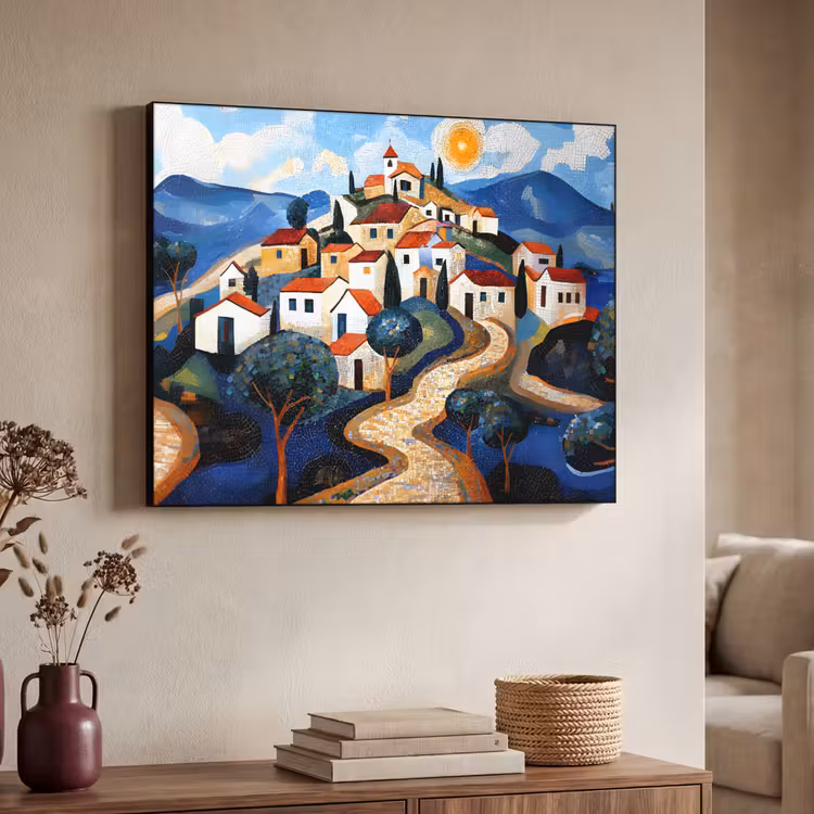 Art Frame - Dorp - Heuvelachtig - Zon - Mozaïek — 4