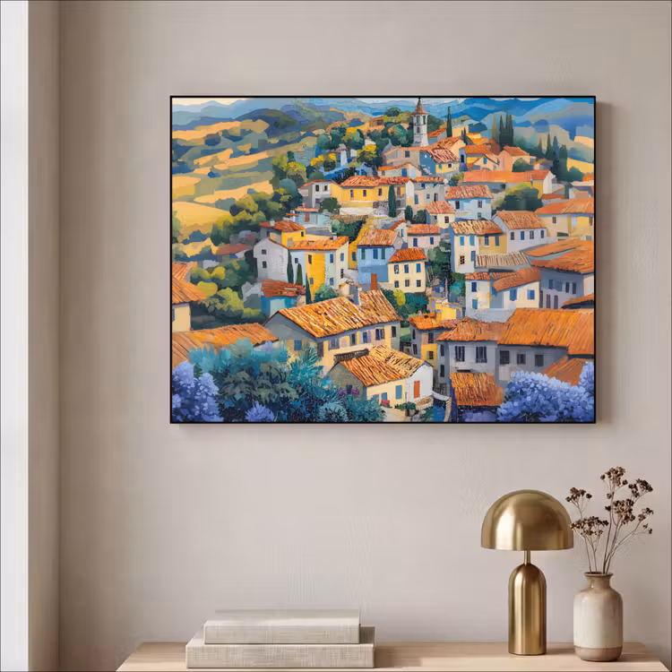 Art Frame - Dorp - Heuvels - Landschap - Bomen — 3