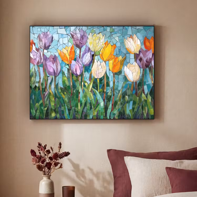 Art Frame - Mozaïek - Veld - Tulpen - Kleurrijk — 2
