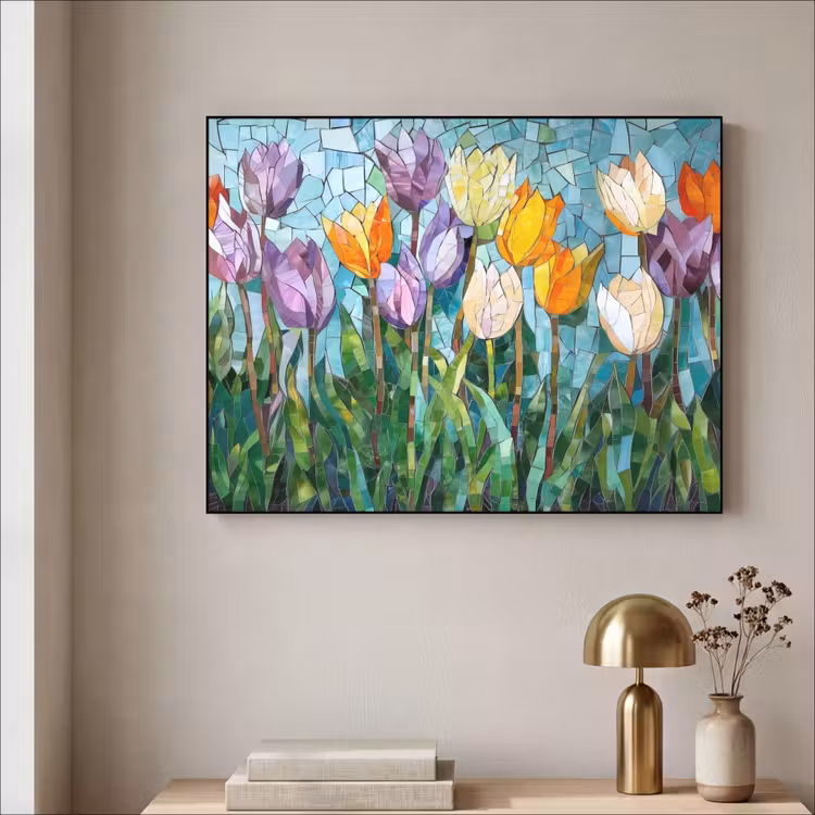 Art Frame - Mozaïek - Veld - Tulpen - Kleurrijk — 3