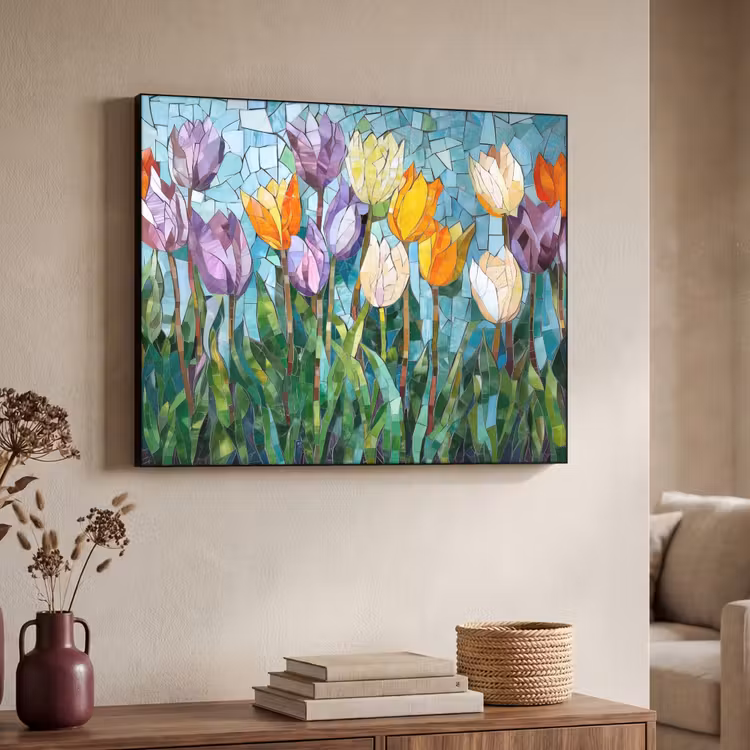 Art Frame - Mozaïek - Veld - Tulpen - Kleurrijk — 4
