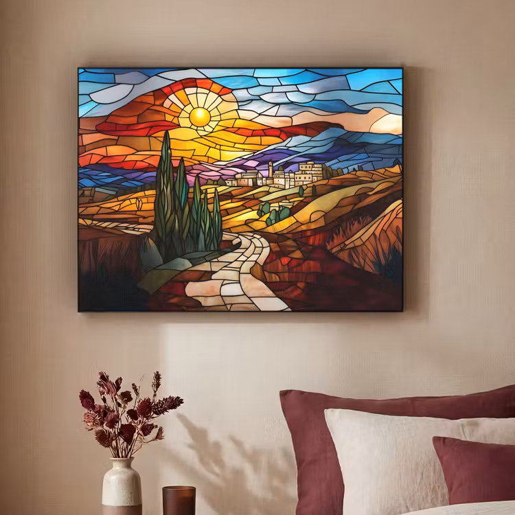 Art Frame - Mozaïek - Zon - Landschap - Dorp — 2