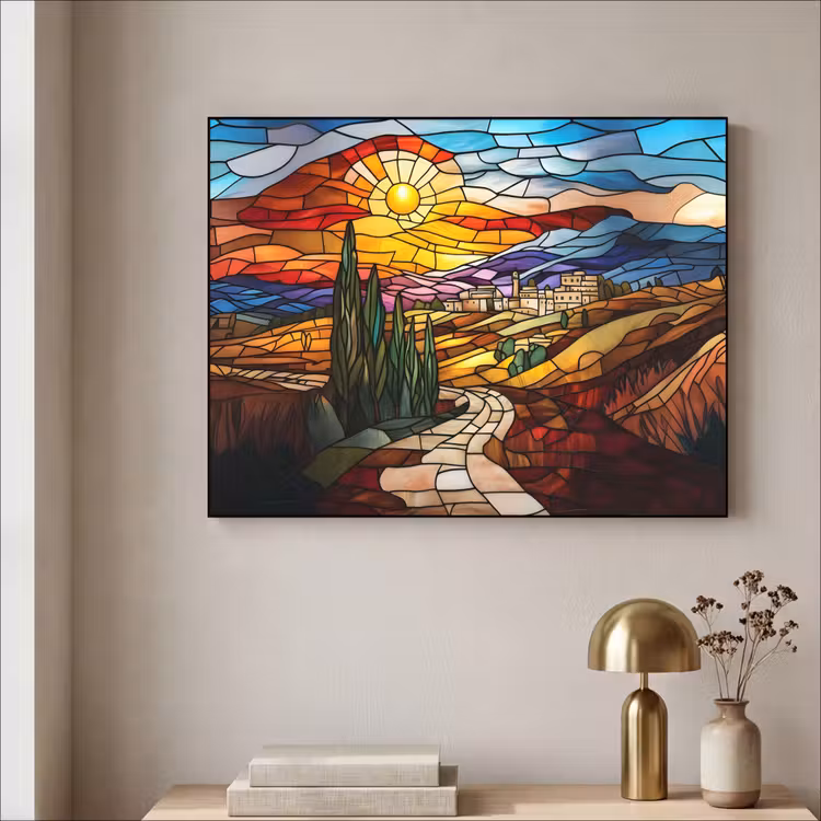 Art Frame - Mozaïek - Zon - Landschap - Dorp — 3