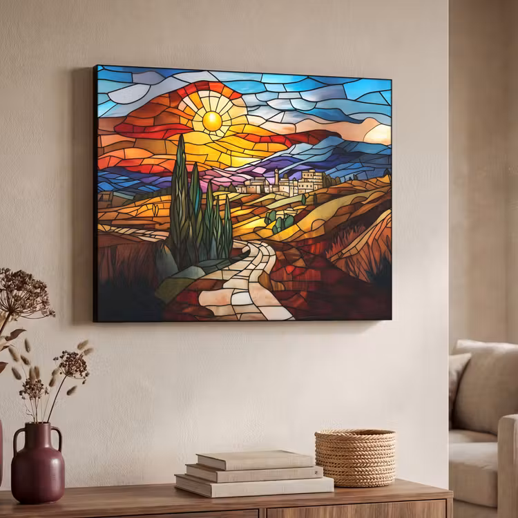 Art Frame - Mozaïek - Zon - Landschap - Dorp — 4