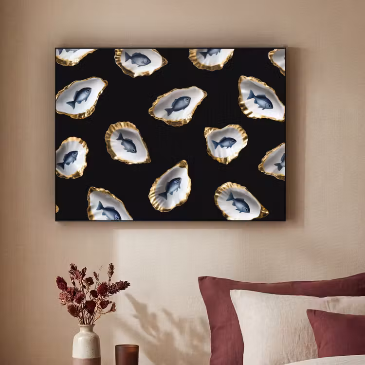 Art Frame - Oesters - Vissen - Blauw - Goud — 2