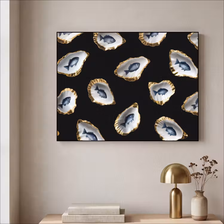 Art Frame - Oesters - Vissen - Blauw - Goud — 3