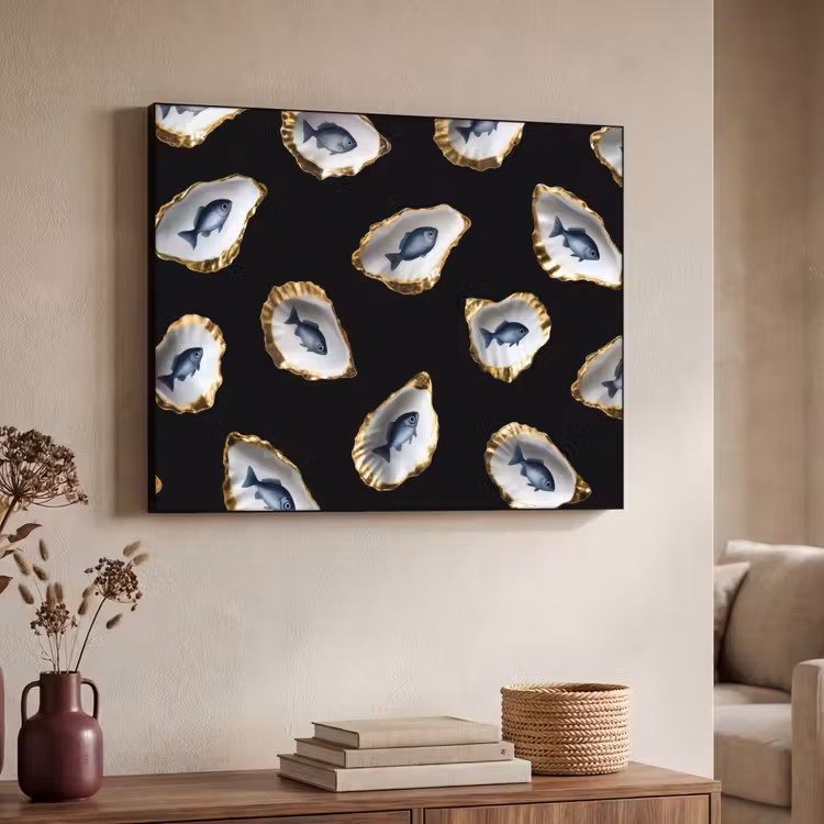 Art Frame - Oesters - Vissen - Blauw - Goud — 4