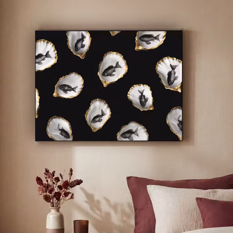 Art Frame - Oesters - Zwart - Vissen - Goud — 2