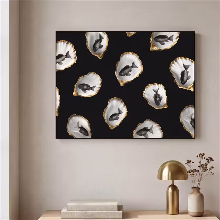 Art Frame - Oesters - Zwart - Vissen - Goud — 3