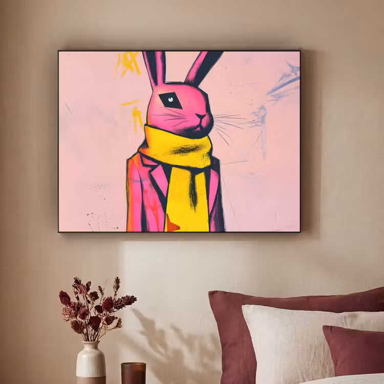 Art Frame - Abstract - Konijn - Sjaal - Geel — 2