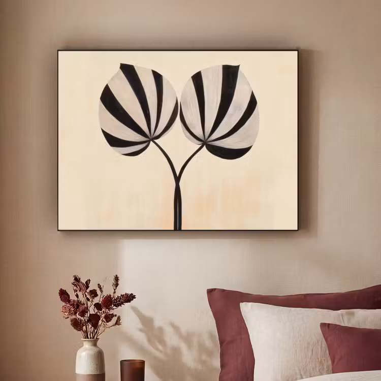 Art Frame - Bladeren - Gestreept - Stengel - Beige — 2