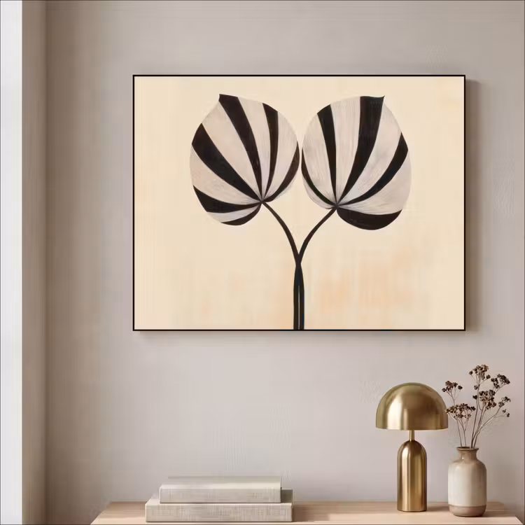 Art Frame - Bladeren - Gestreept - Stengel - Beige — 3