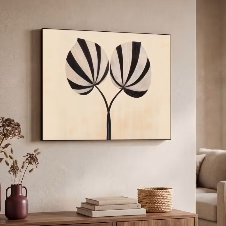 Art Frame - Bladeren - Gestreept - Stengel - Beige — 4