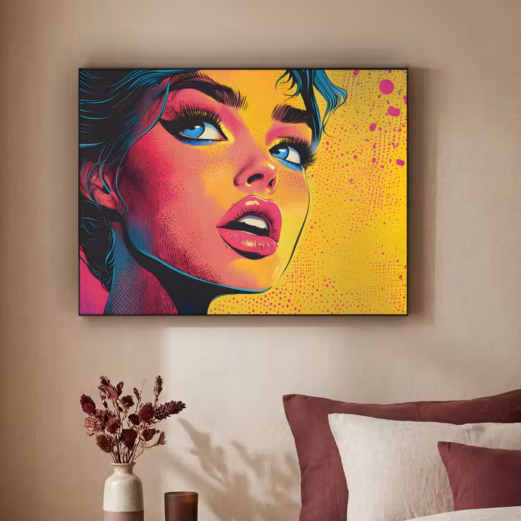 Art Frame - Close-up - Vrouwengezicht - Stippen - Geel — 2