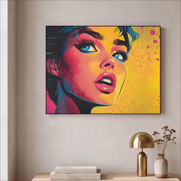 Art Frame - Close-up - Vrouwengezicht - Stippen - Geel — 3